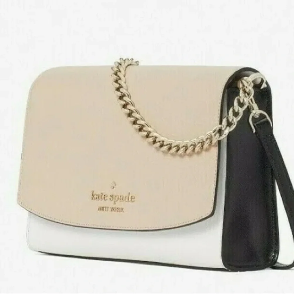 Kate‎ Spade tan cream and black Madison Flap Convertible chain Crossbody